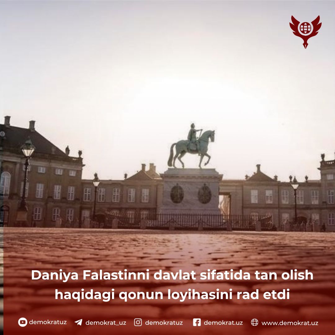 Daniya Falastinni davlat sifatida tan olish haqidagi qonun loyihasini rad etdi